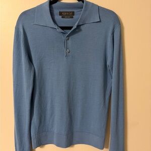 Light Blue Men's Long Sleeve Polo by Banana Republic